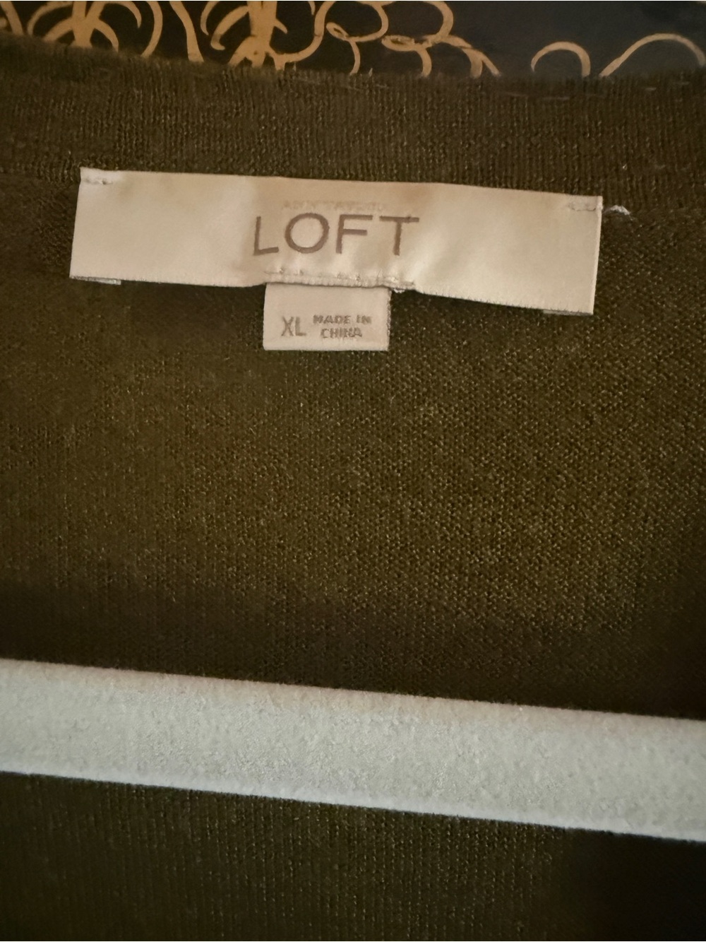 LOFT Olive Green Beaded Trim V-Neck Cardigan - Picture 4 of 6